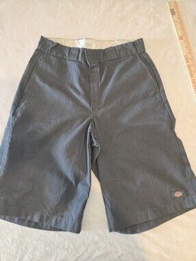 Dickies Black Work Shorts with Subtle Pinstripe